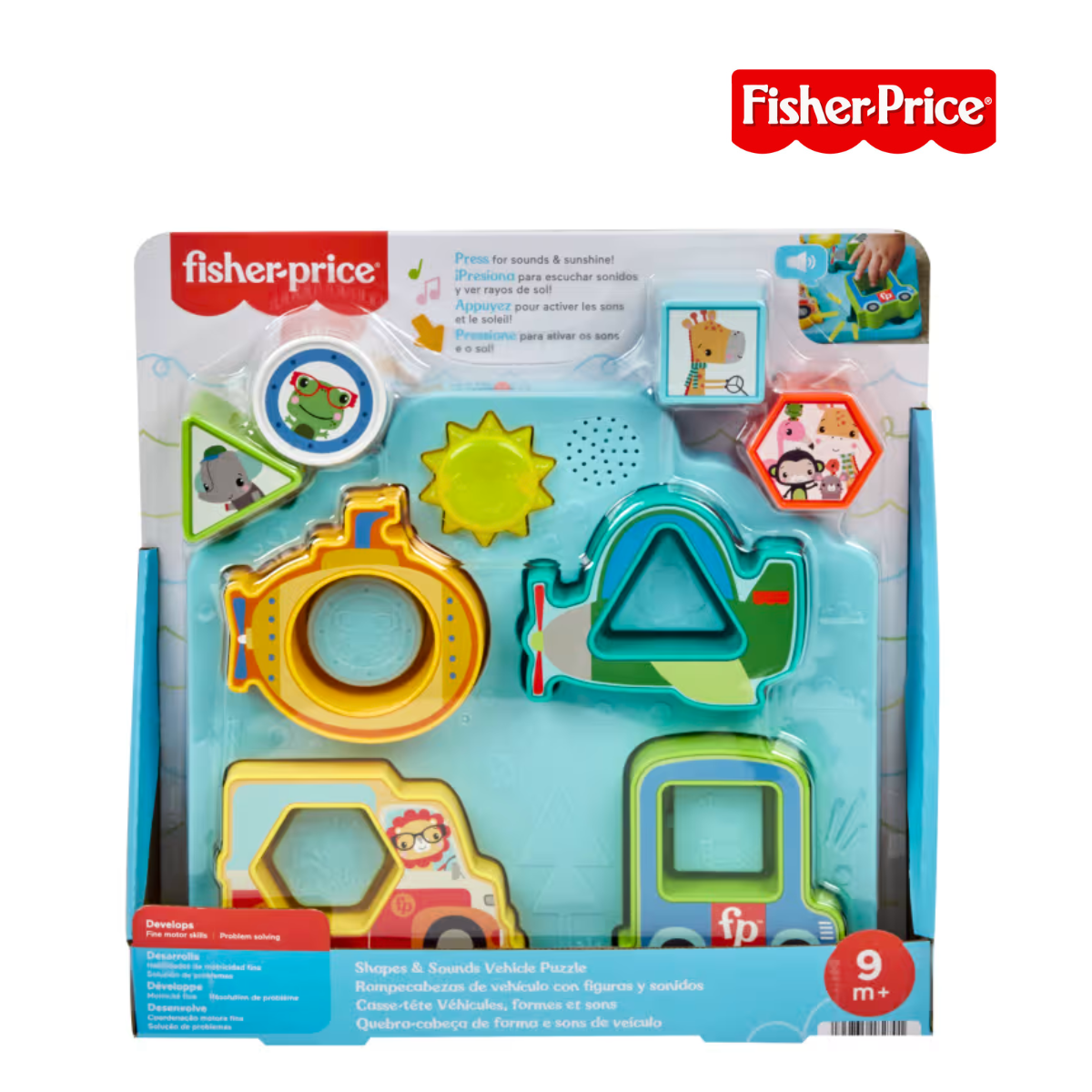 Fisher Price HRP31 Vehicle Puzzle Sorting Toy with Shapes & Sounds, Ages 9m+ (Damage Box)