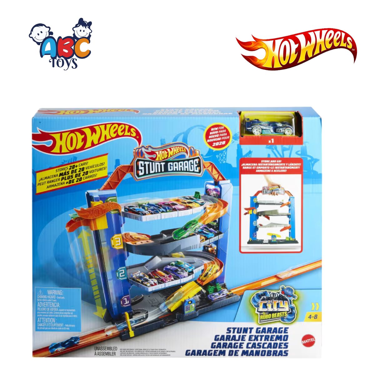 Hot Wheels GNL70 City Stunt Garage Playset With 1 Toy Car, Ages 3+ (Damage Box)