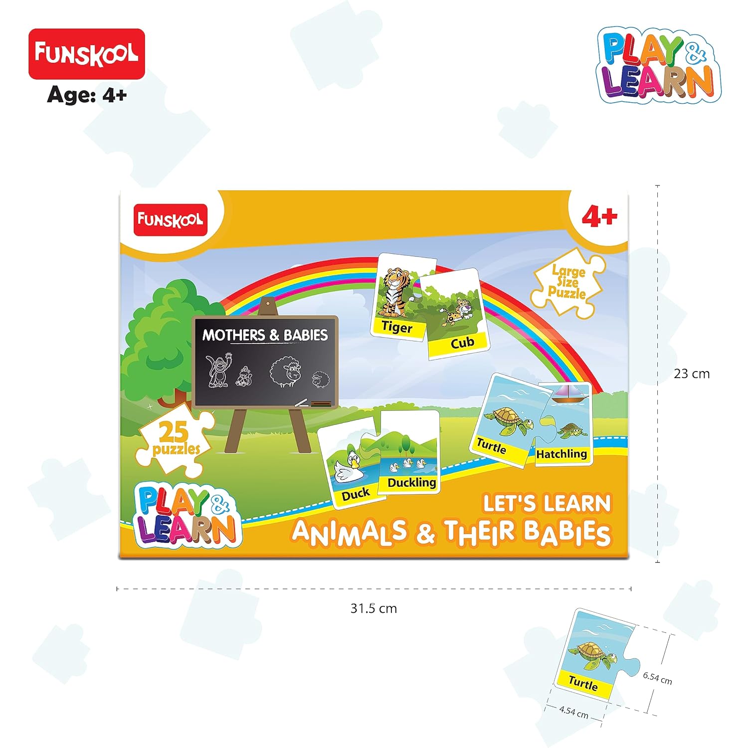 Funskool Play and Learn Animals & Their Babies Puzzle, Ages 4+ (Damage Box)