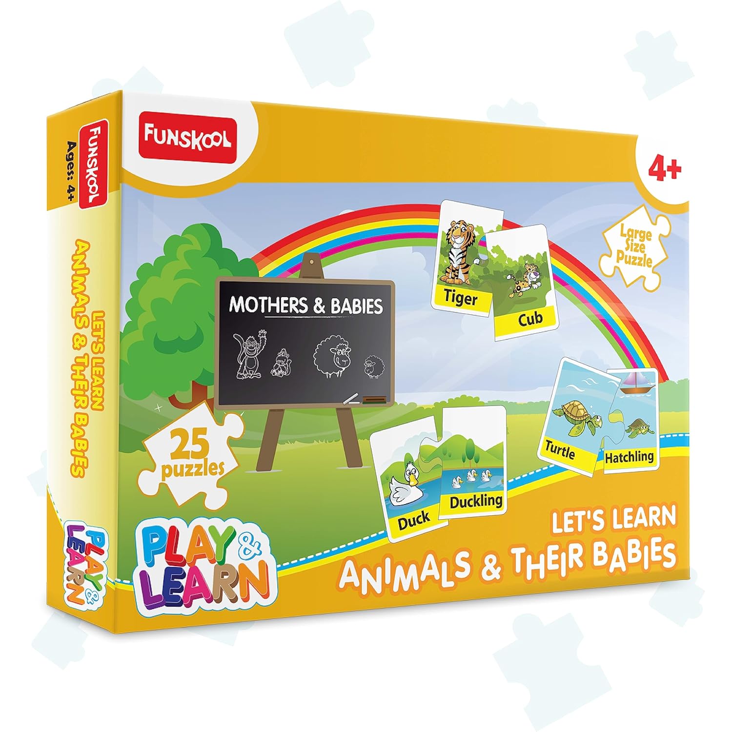 Funskool Play and Learn Animals & Their Babies Puzzle, Ages 4+ (Damage Box)