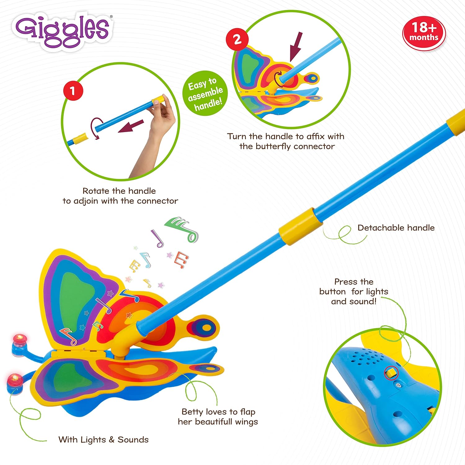 Funskool Giggles Betty The Butterfly, Ages 18m+ (Damaged Box)