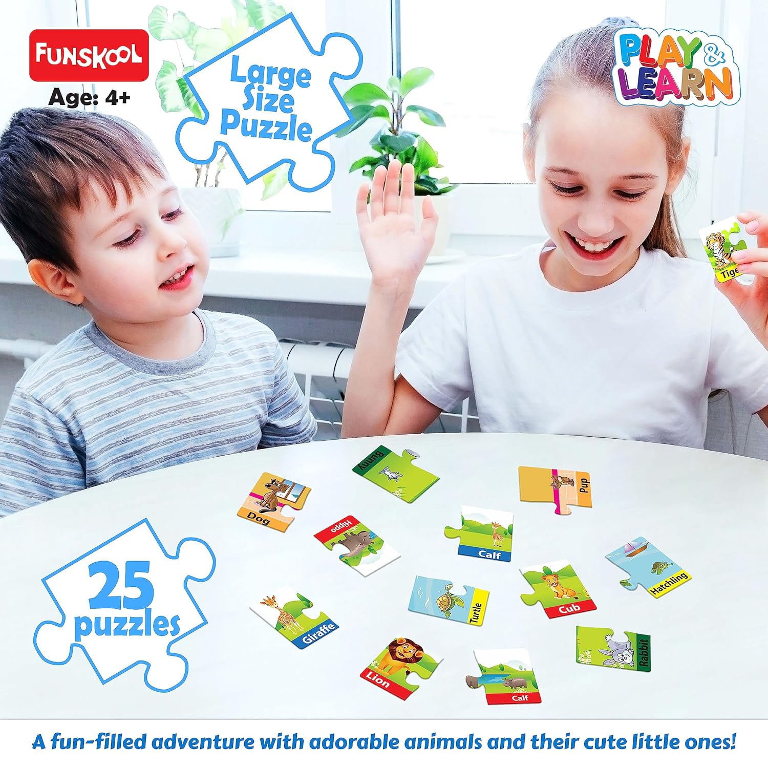 Funskool Play and Learn Animals & Their Babies Puzzle, Ages 4+ (Damage Box)