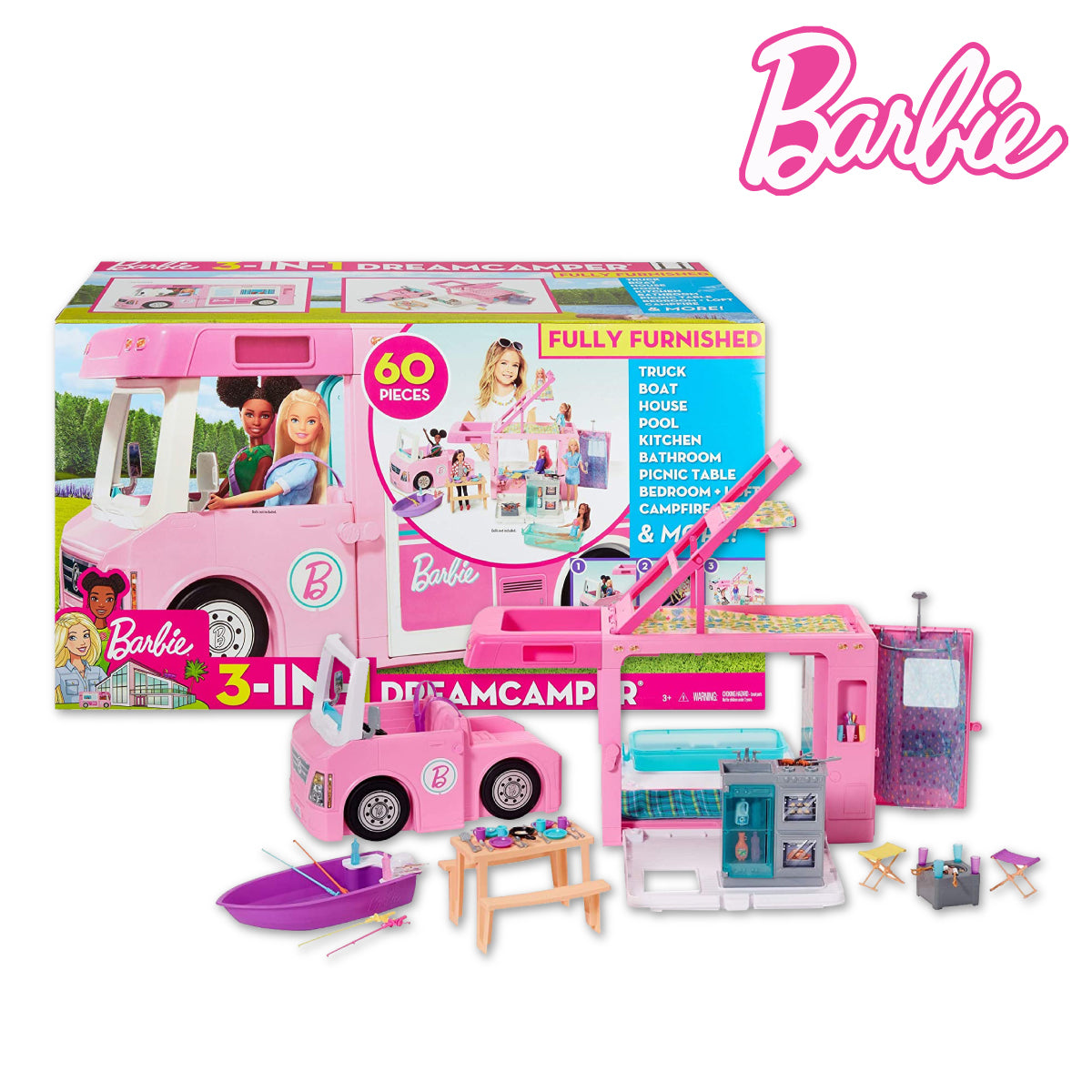 Barbie GHL93 3-in-1 Dream Camper, Ages 3+ – ABC TOYS