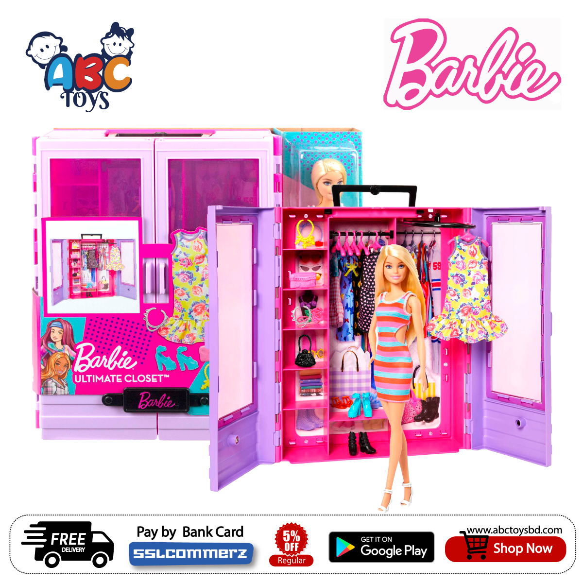 Barbie HJL66 Fashionistas Ultimate Closet Doll And Accessory Abc Toys