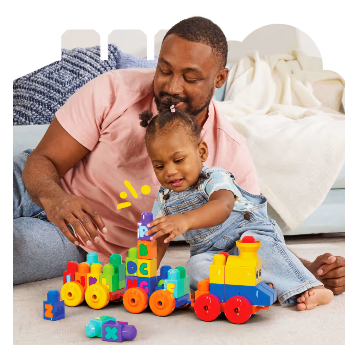 MEGA BLOKS FWK22 First Builders ABC Musical Train Toy With Music 50pcs, Ages 1+