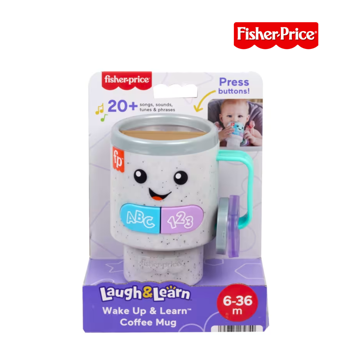 Fisher Price HRP35 Laugh & Learn Wake Up & Learn Coffee Mug, Ages 6m-36m