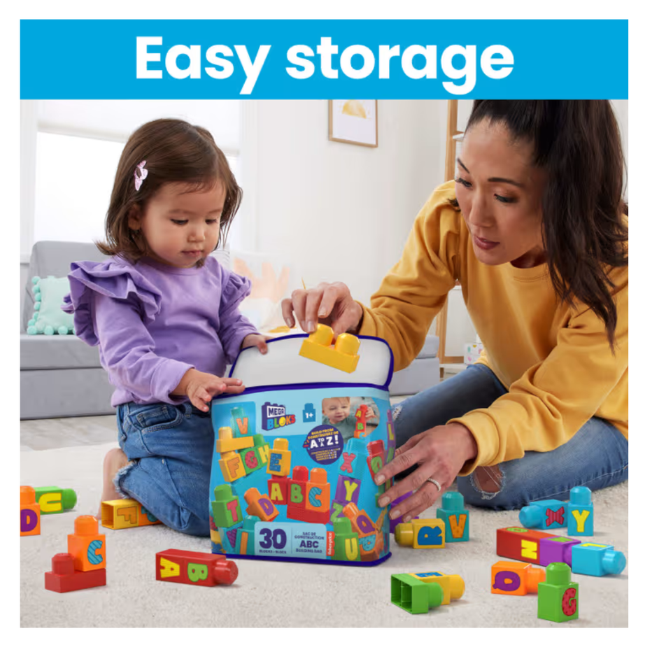 MEGA Bloks HRR60 Fisher-Price ABC Building Bag (30 Pieces), Ages 1+
