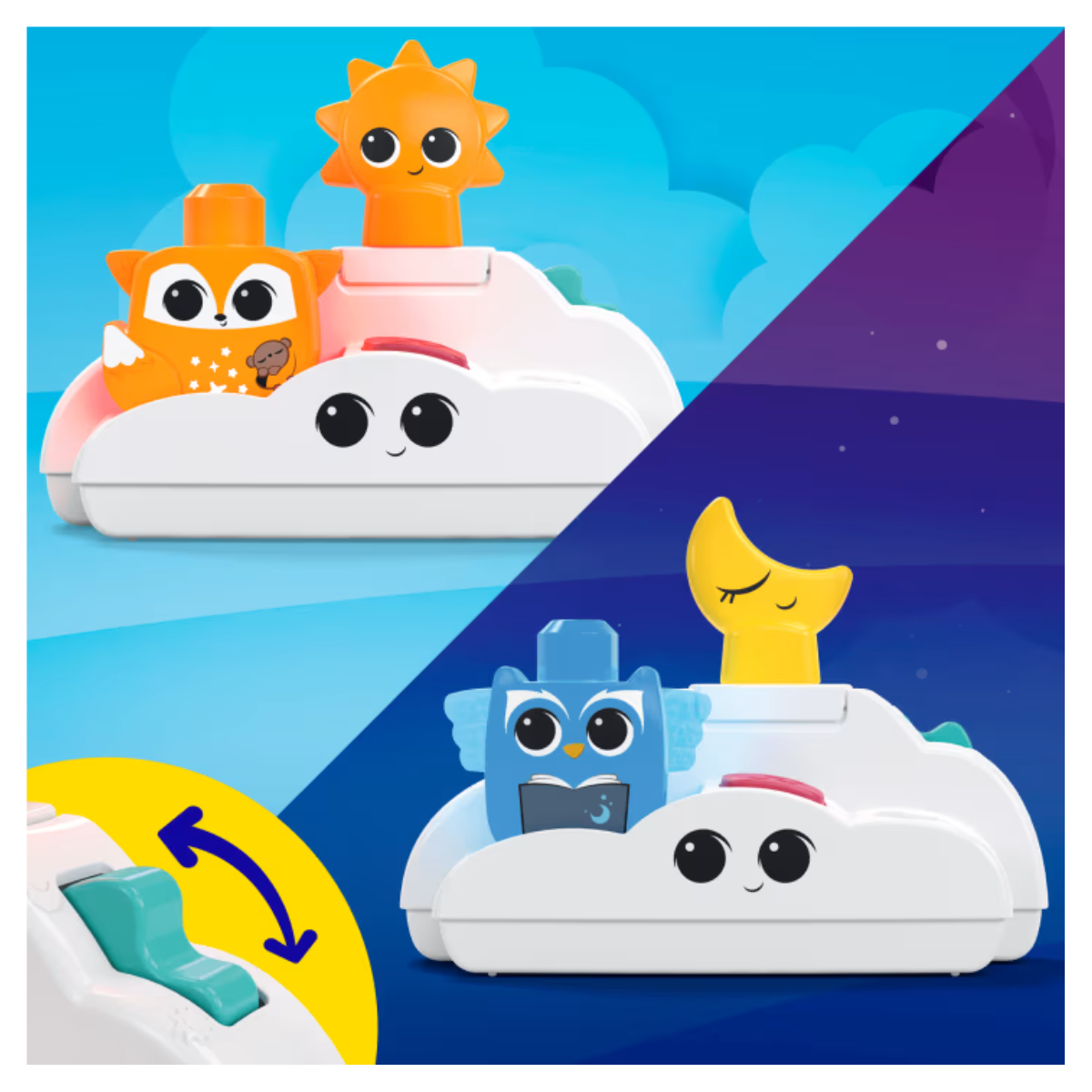 MEGA BLOKS Fisher- Price Rise & Snooze Night Light Sensory Block 30 Pcs, Ages 1+