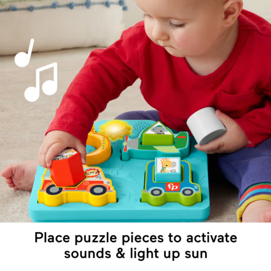Fisher Price HRP31 Vehicle Puzzle Sorting Toy with Shapes & Sounds, Ages 9m+