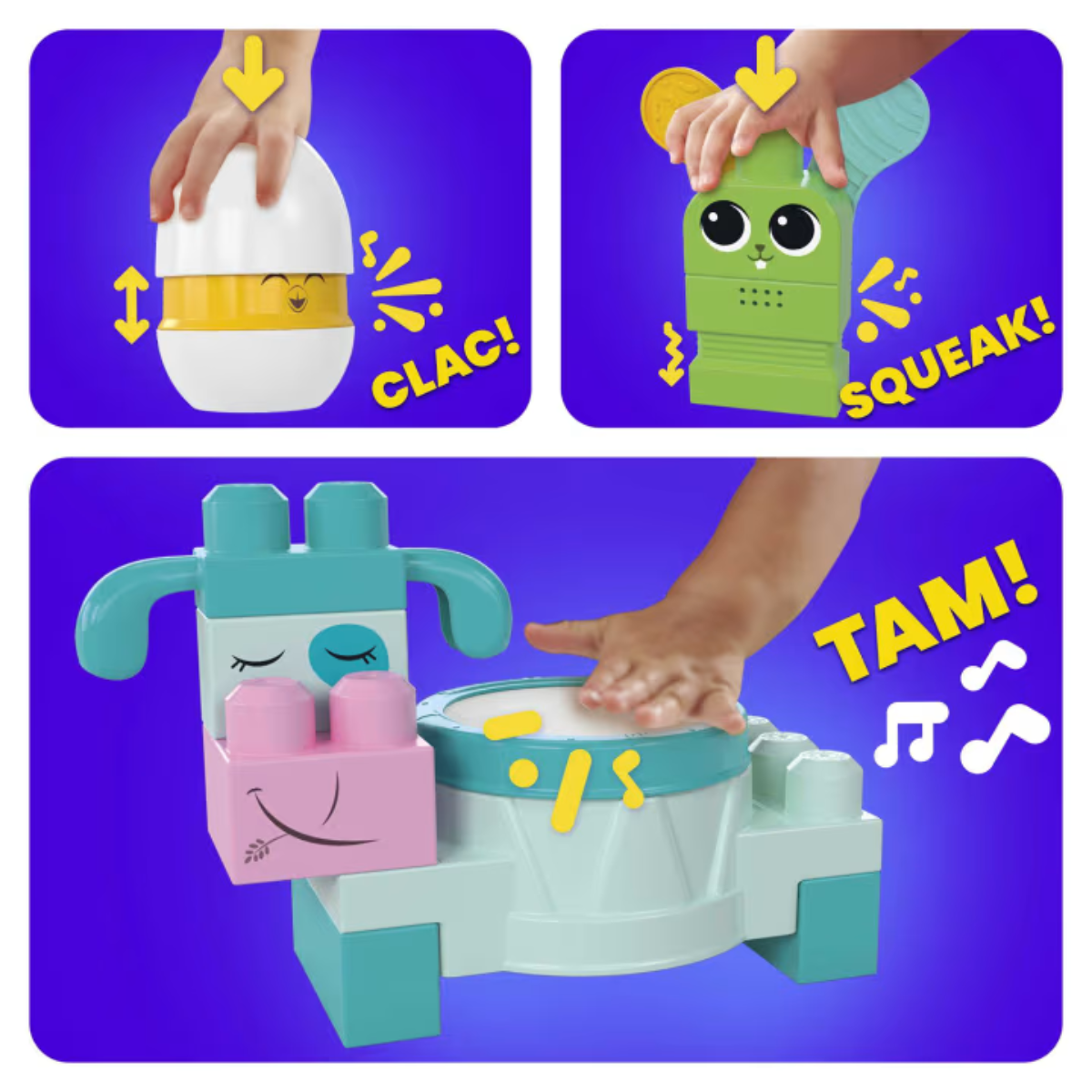 MEGA BLOKS HPB46 Musical Farm Band Sensory Block Toy (45 Pcs), Ages 1+