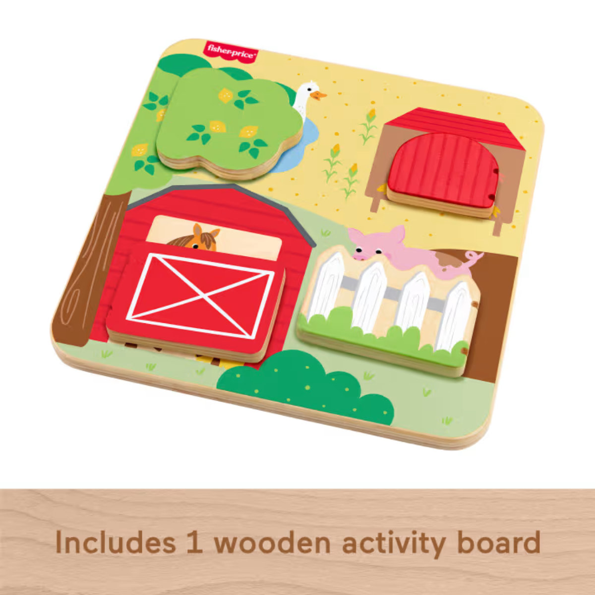 Fisher Price JCY33 Wooden Farm Animal Board, Ages 12m+