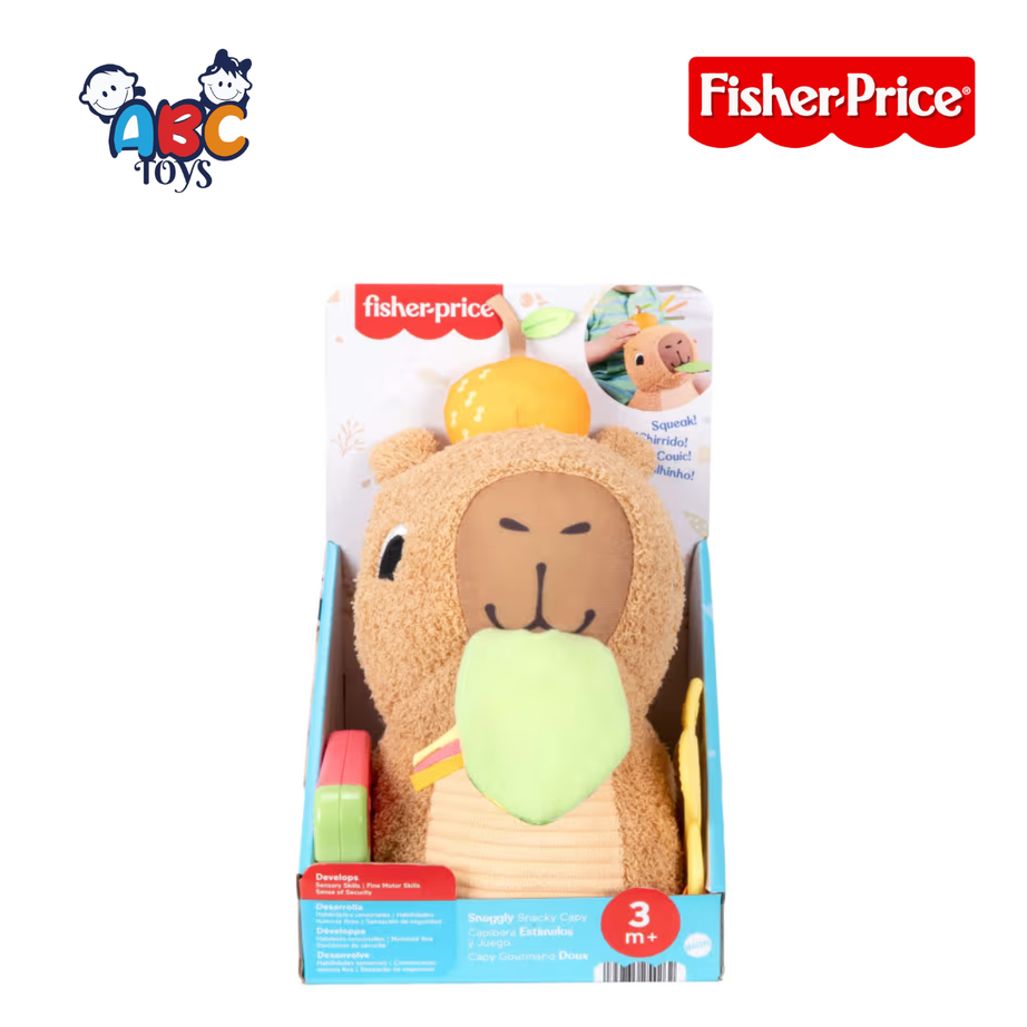 Fisher Price HYR54 Snuggly Snacky Capybara Plush Sensory Toy, Ages 3month+