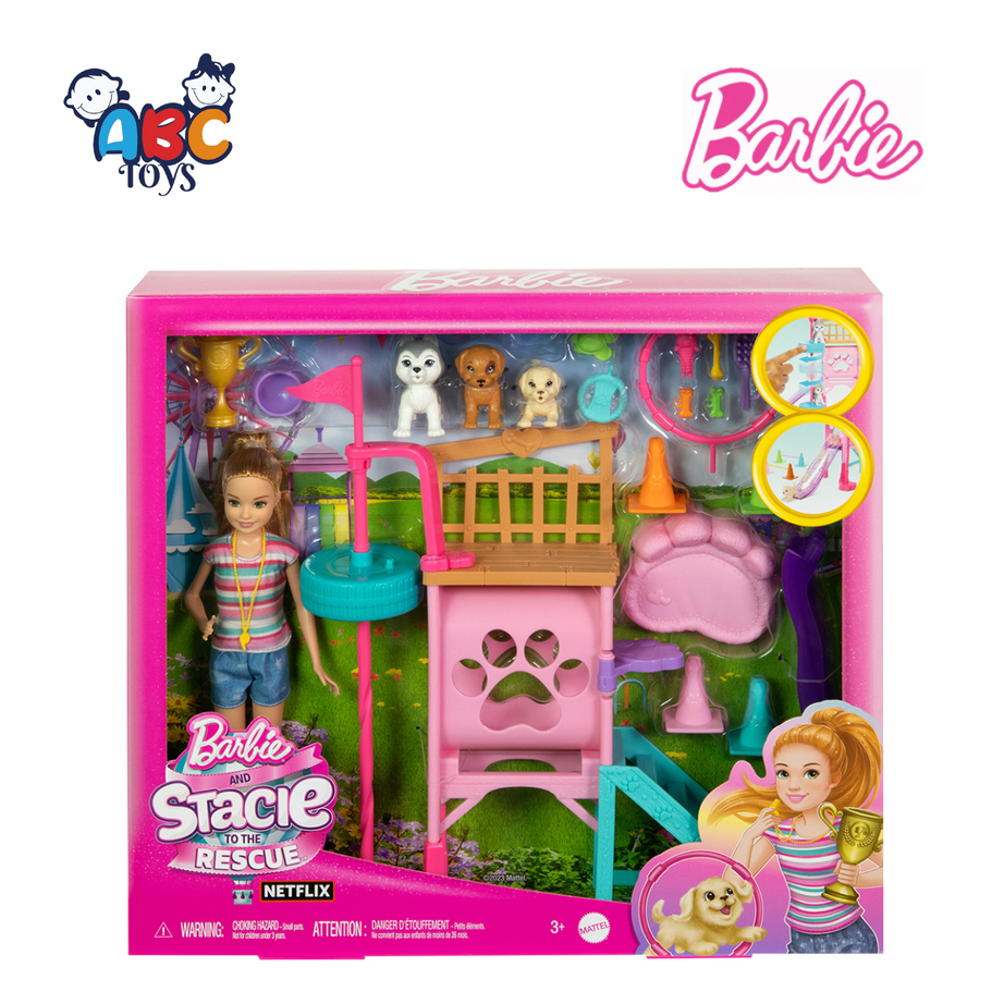 Barbie And Stacie HRM10 To the Rescue Puppy Playground Playset With Doll & 3 Pet Dog Figures, Ages 3+