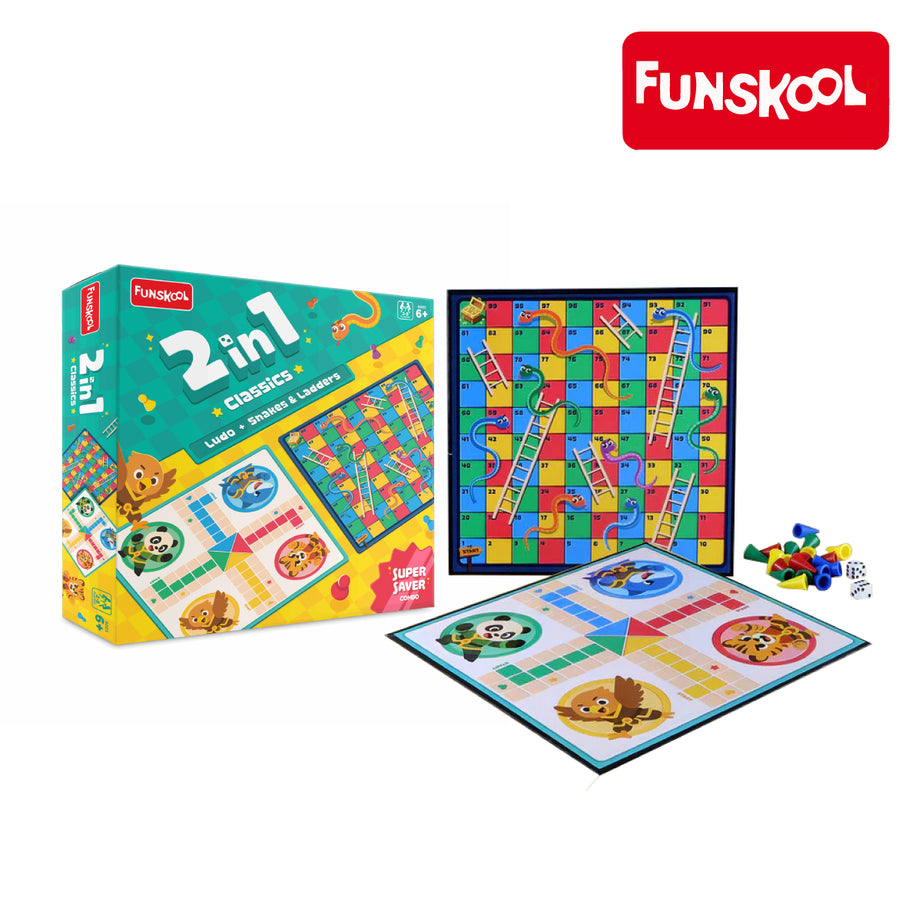 Funskool 2 In 1 Snakes, Ladder & Ludo Combo, Ages 6+