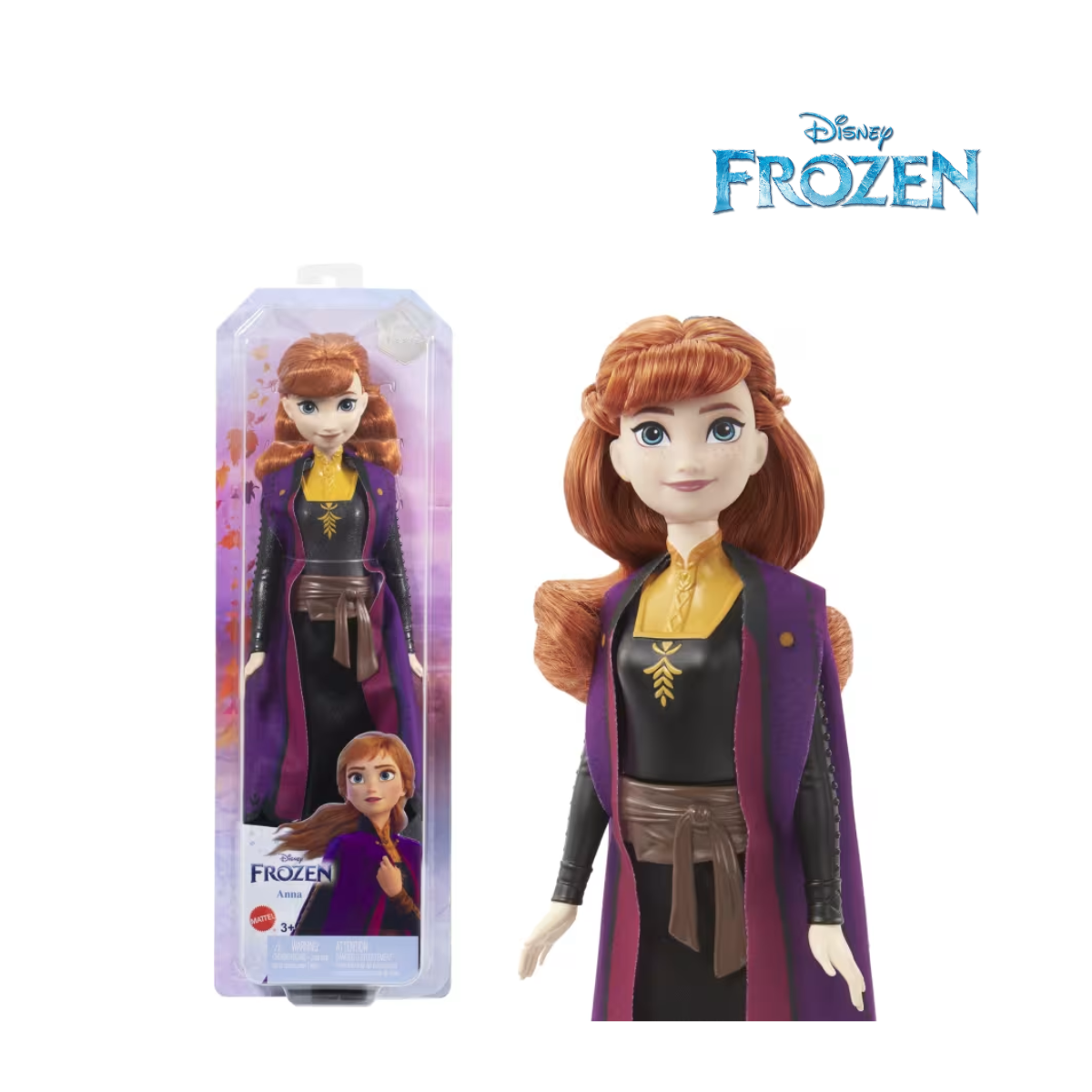 Disney Frozen HLW50 Anna Fashion Doll And Accessory, Ages 3+ (HLW46)
