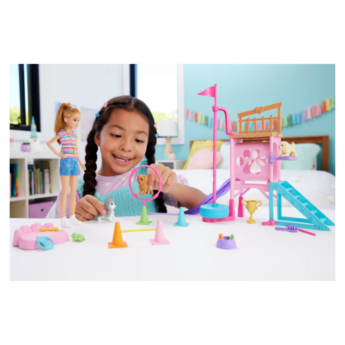 Barbie And Stacie HRM10 To the Rescue Puppy Playground Playset With Doll & 3 Pet Dog Figures, Ages 3+