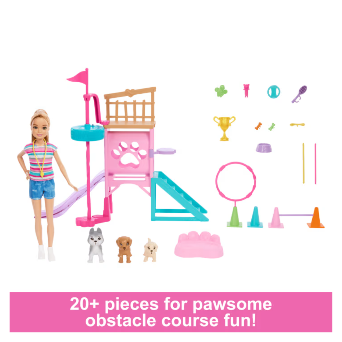 Barbie And Stacie HRM10 To the Rescue Puppy Playground Playset With Doll & 3 Pet Dog Figures, Ages 3+