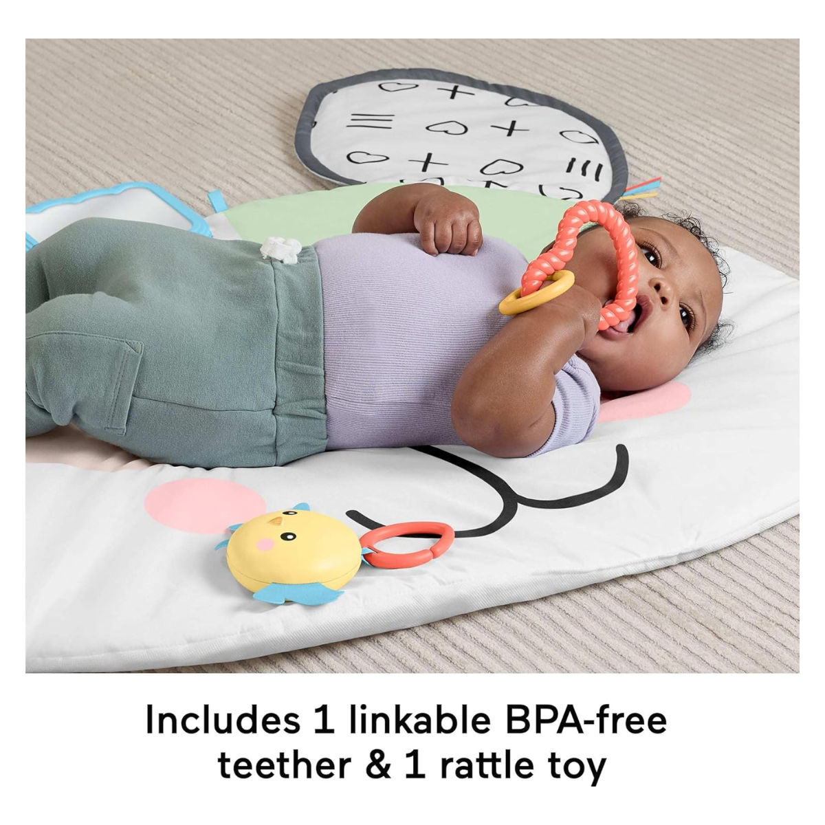 Fisher Price HYR51 Baby Tummy Time Play Mat with Sensory, Ages 0m+