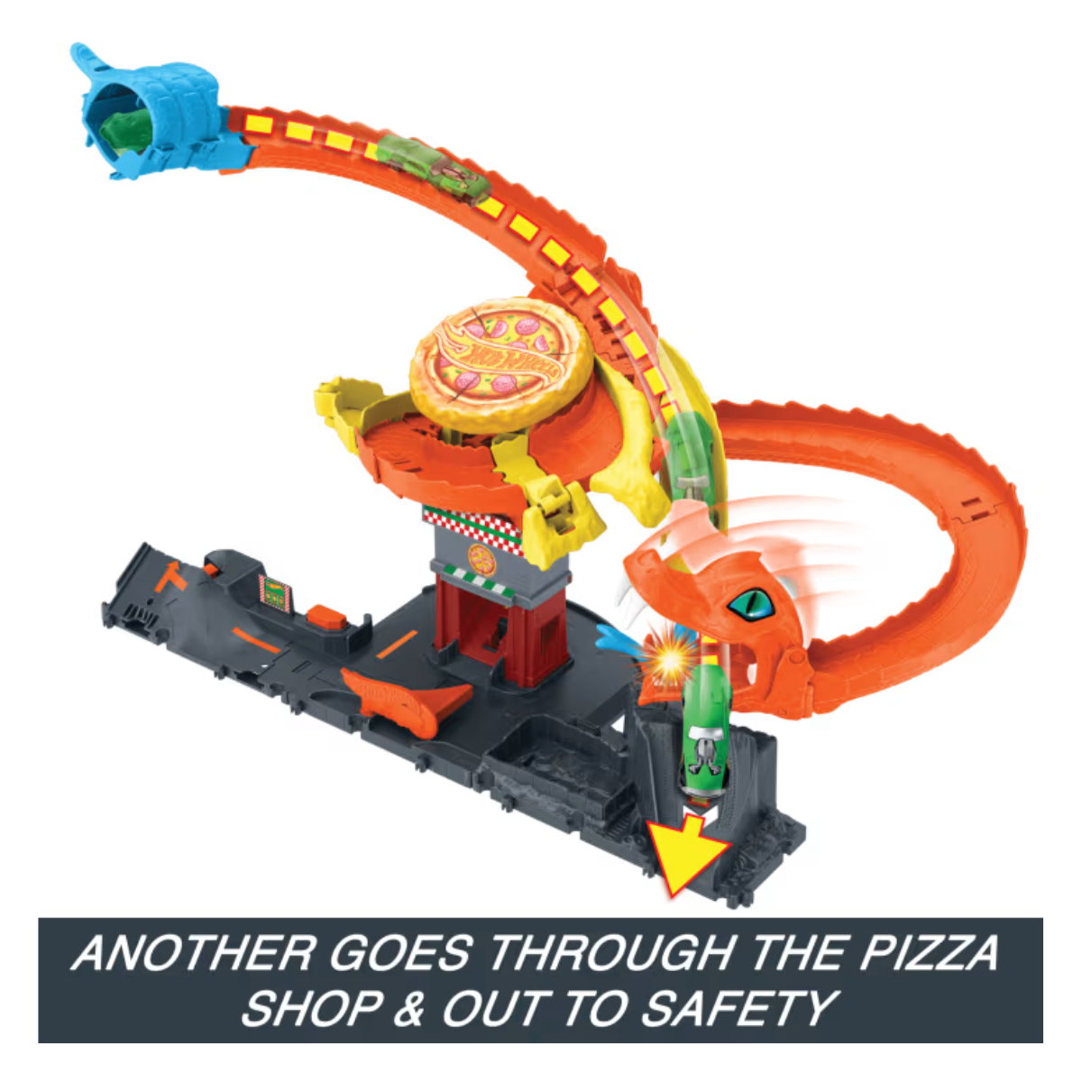 Hot Wheels HTN81 City Pizza Slam Cobra Attack Playset With 1:64 Scale Toy Car, Ages 3+