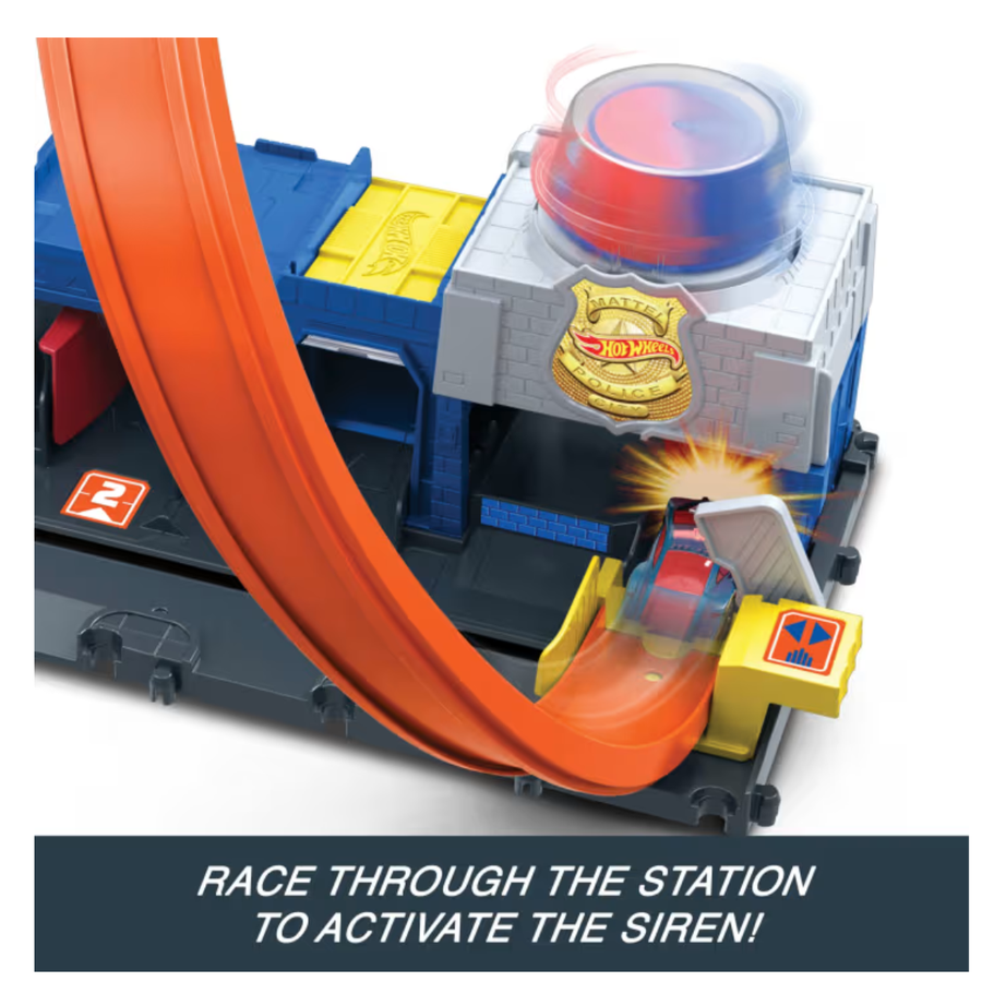 Hot Wheels JBM71 City Super Police Station Playset With 1:64 Scale, Ages 4+