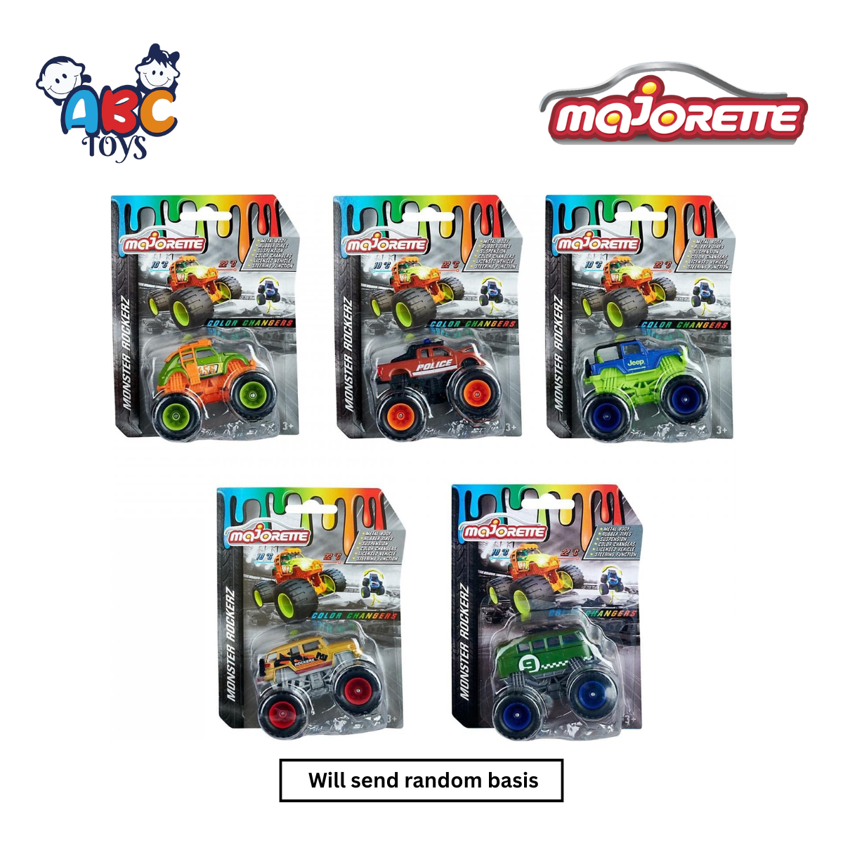 Majorette 7257 Monster Rockerz Color Changers Asst, Ages 3+