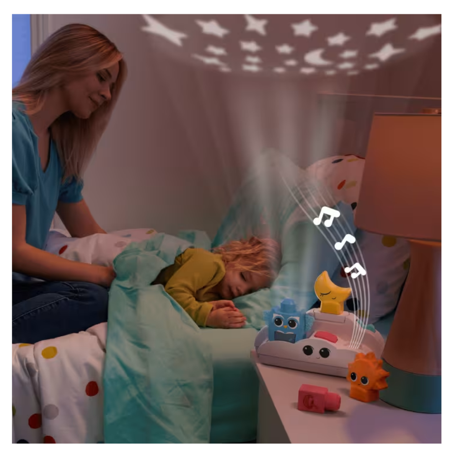 MEGA BLOKS Fisher- Price Rise & Snooze Night Light Sensory Block 30 Pcs, Ages 1+