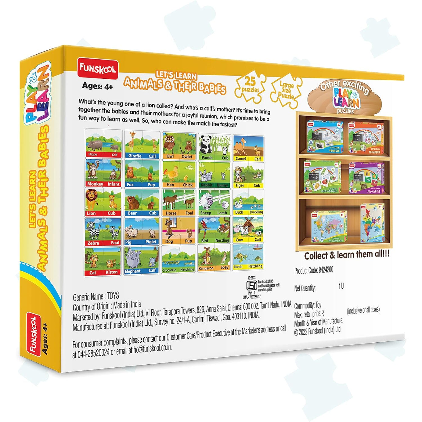 Funskool Play and Learn Animals & Their Babies Puzzle