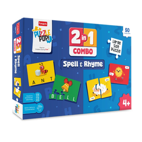 Funskool 9557100 2in1 Combo Spell & Rhyme 50Pcs, Age 4+ (Damage Box)