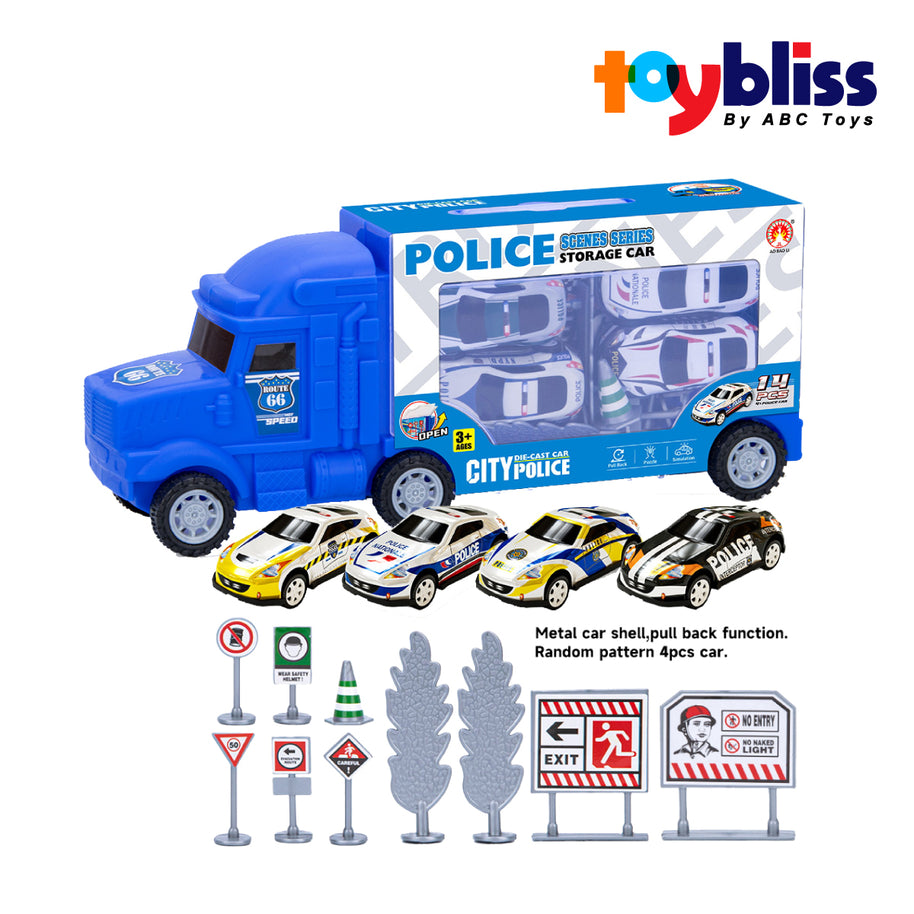 Toybliss City Police Storage Car Playset (ABL887-5), Ages 3+