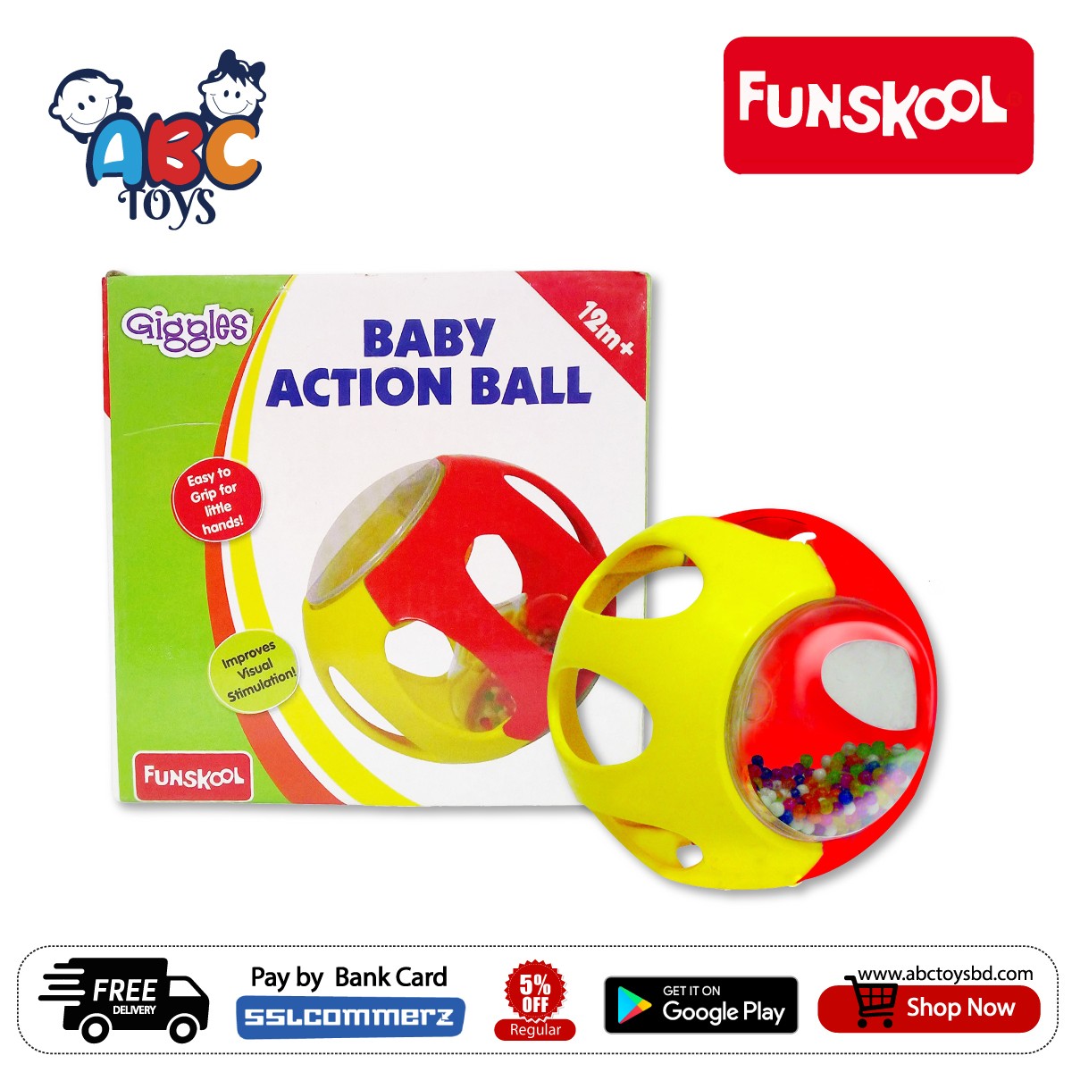 Funskool Giggles Baby Action Ball, Ages 12m+ – ABC TOYS