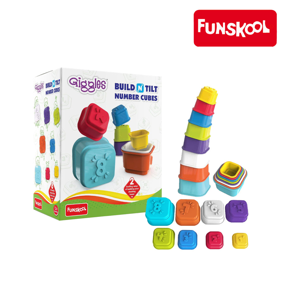 Funskool Build N Tilt Number Cubes, Ages 12m+