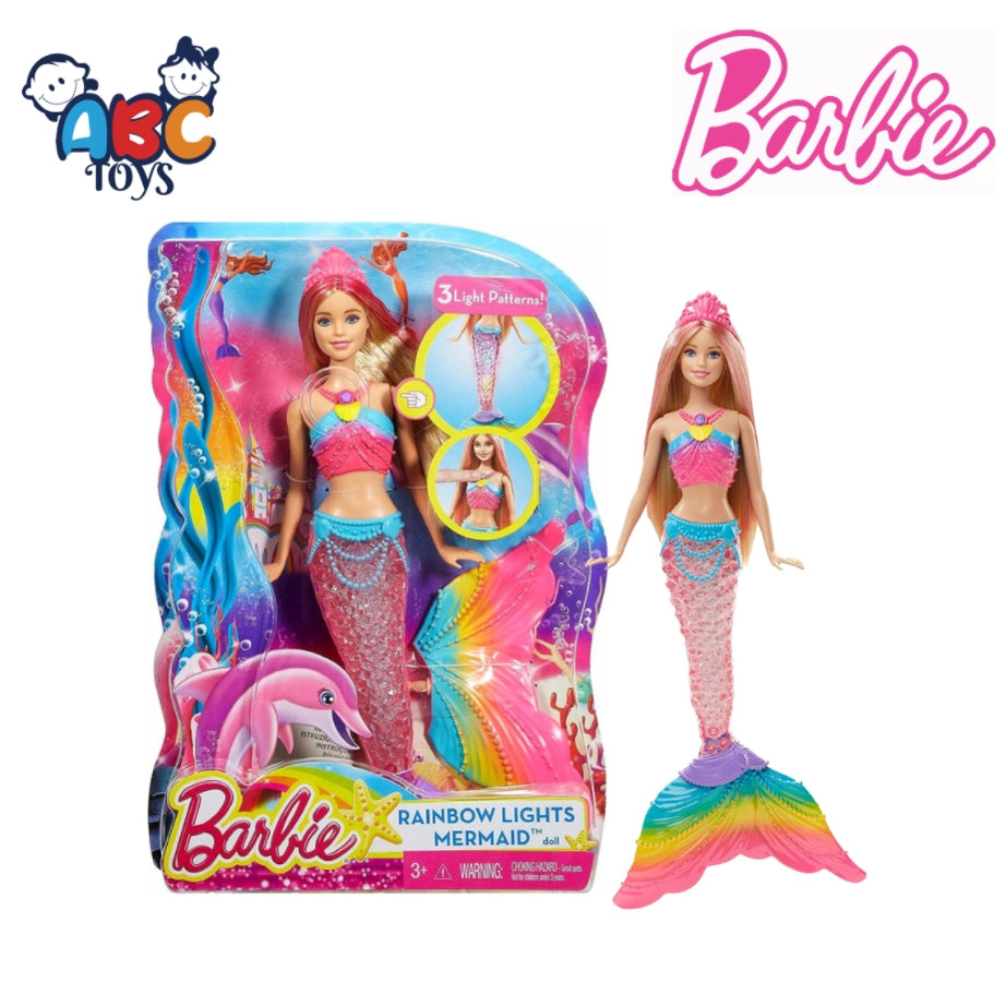 BARBIE DHC40 RAINBOW LIGHTS MERMAID, Ages 3+ (Damage Box)