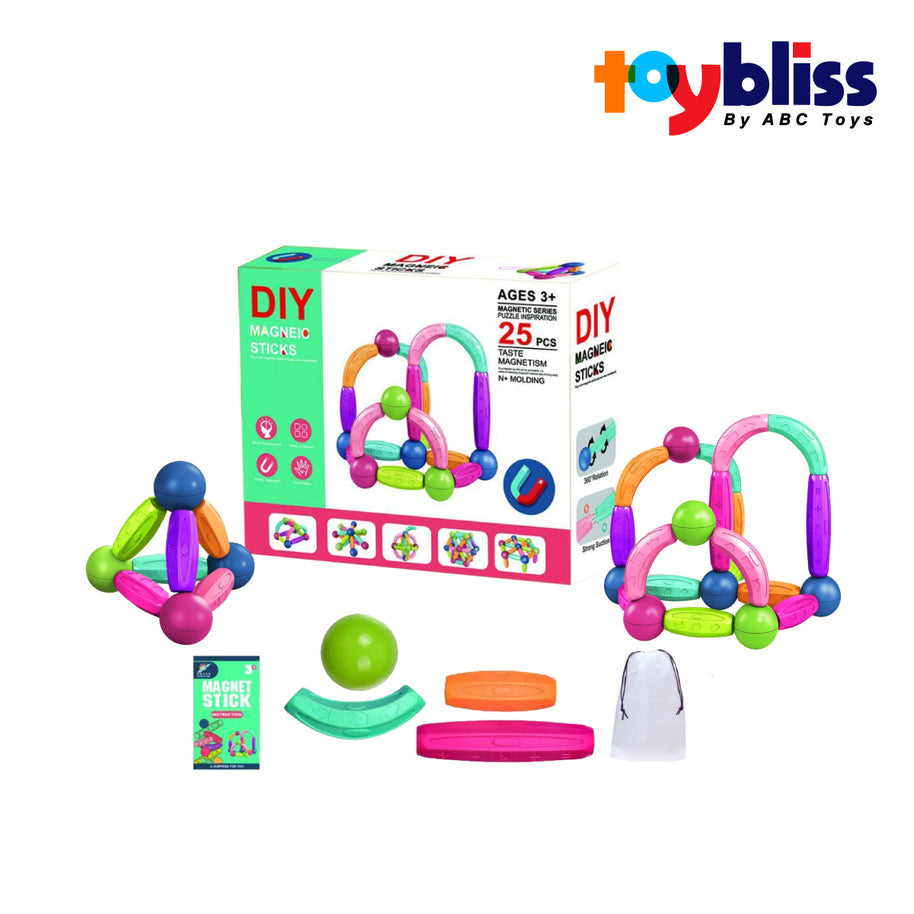 Toybliss DIY Magneic Sticks 25pcs (N+ MOLDING), Age 3+