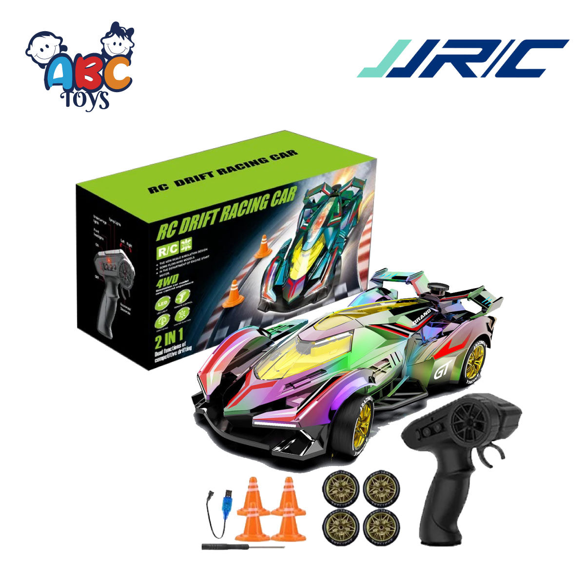JJRC GB1092 2.4Ghz Fast off Road RC Drift Car with Spray & Lights, Ages 8+