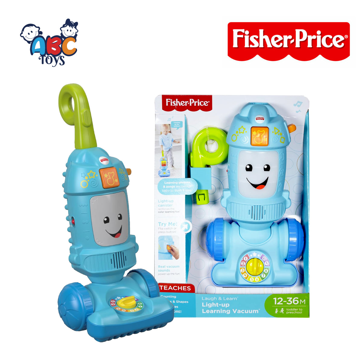 Fisher Price FNR97 Laugh & Learn Light-Up Learning Vacuum Electronic Push Toy, Ages 12 - 36m