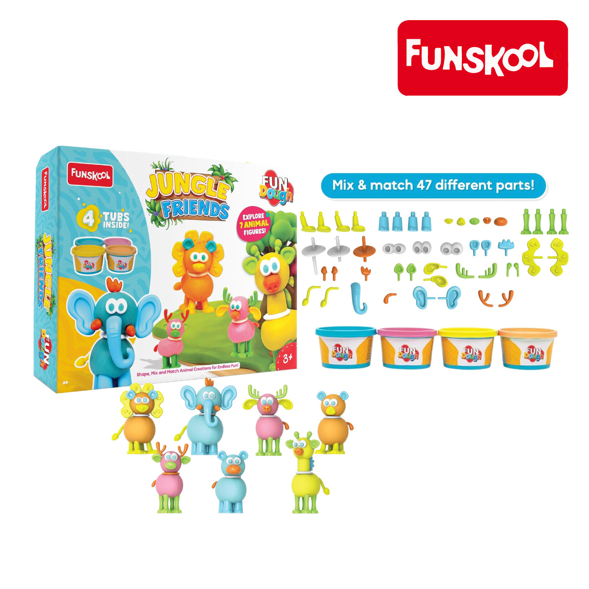 Funskool Craft Funskool Fundough Jungle Friends Craft Kit, Ages 3+ – ABC TOYS