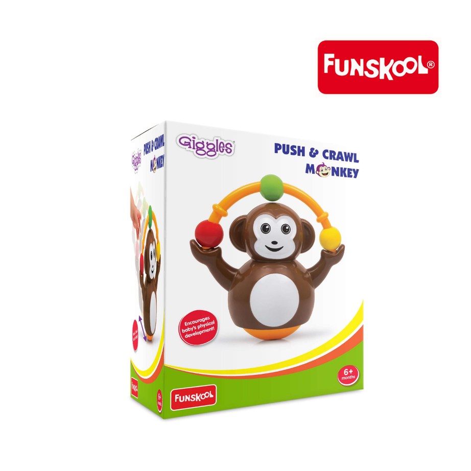 FUNSKOOL PUSH N CRAWL MONKEY (Damaged Box)