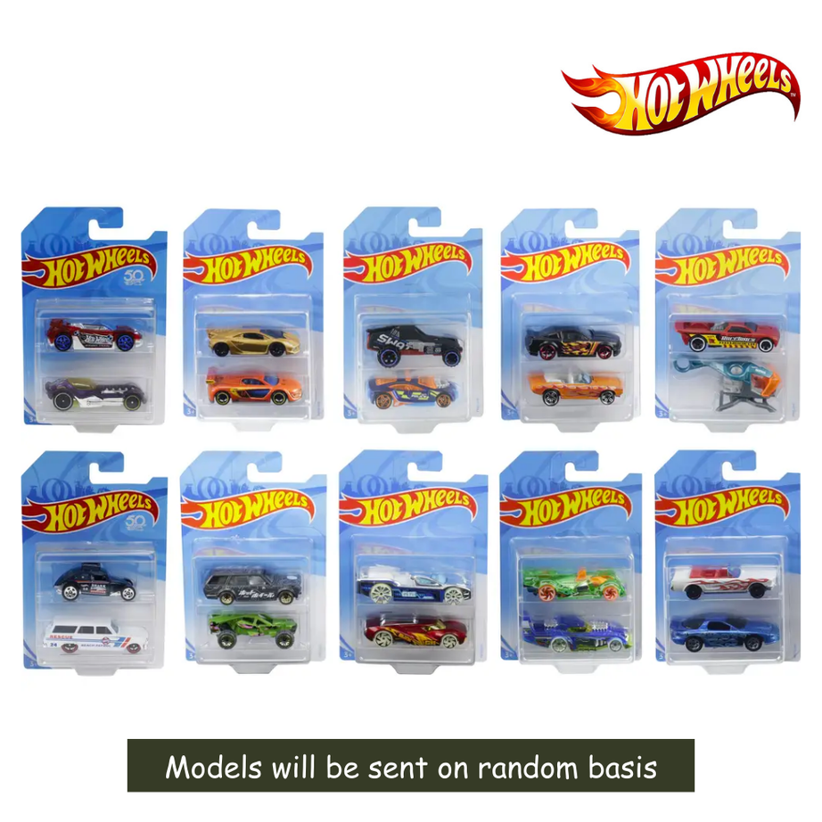 Hot Wheels FVN40 Basics 2 Pack Cars Asst, Ages 3+ (Damaged Box)