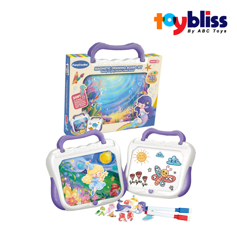 Toybliss FunyCoolbe 3 in 1 Drawing Board Magnetic (8786-6), Ages 3+