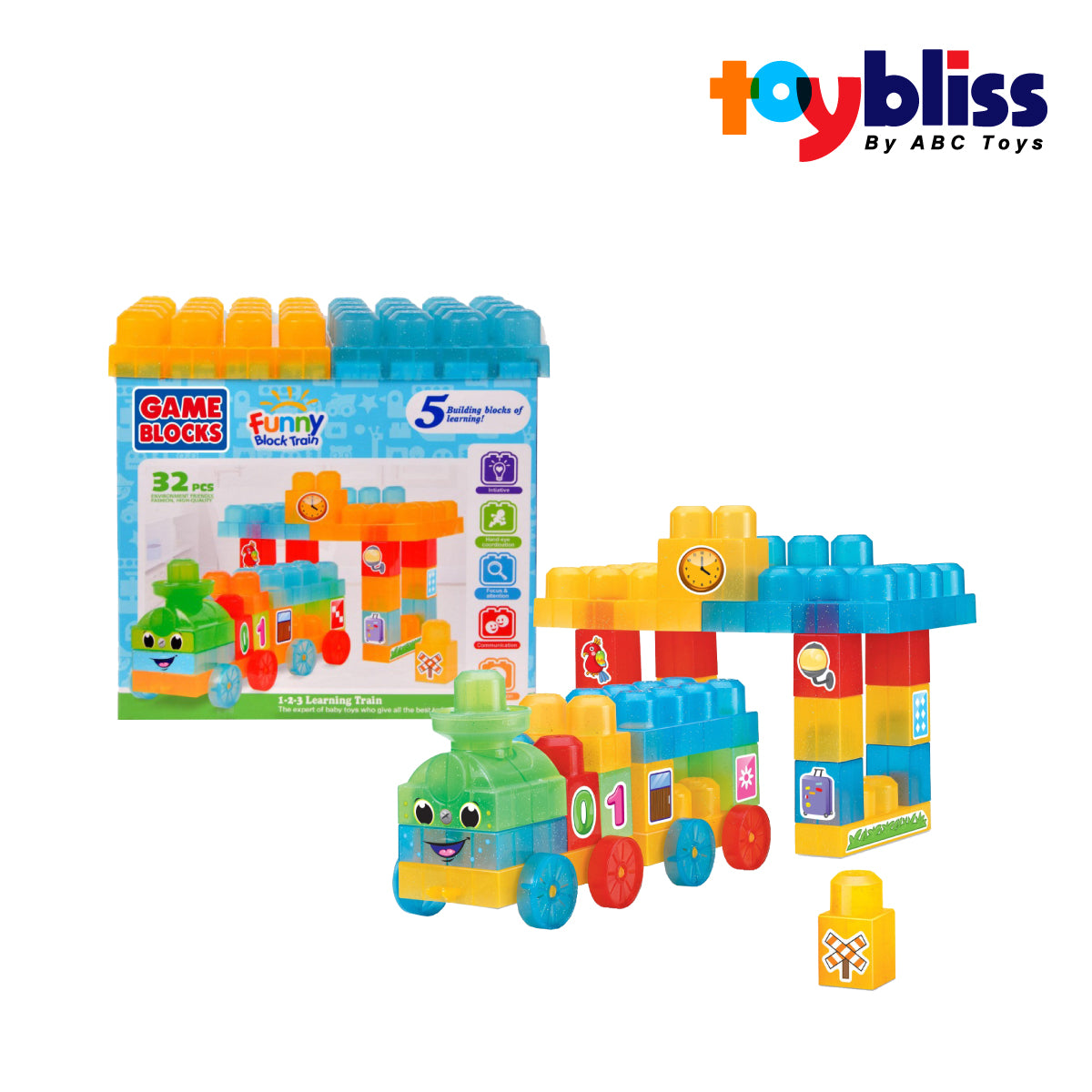 Toybliss Funny Block Train (LB668-1T), Ages 3+