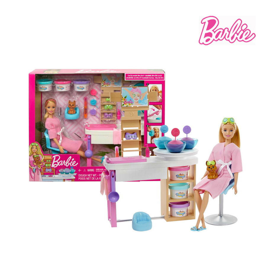 Barbie Face Mask Spa Day Playset,GJR84 (Damaged Box)