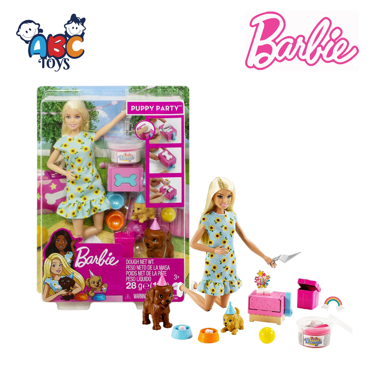 Barbie GXV75 Doll And Puppy Party Playset, Ages 3+ (F40) (Damage Box)