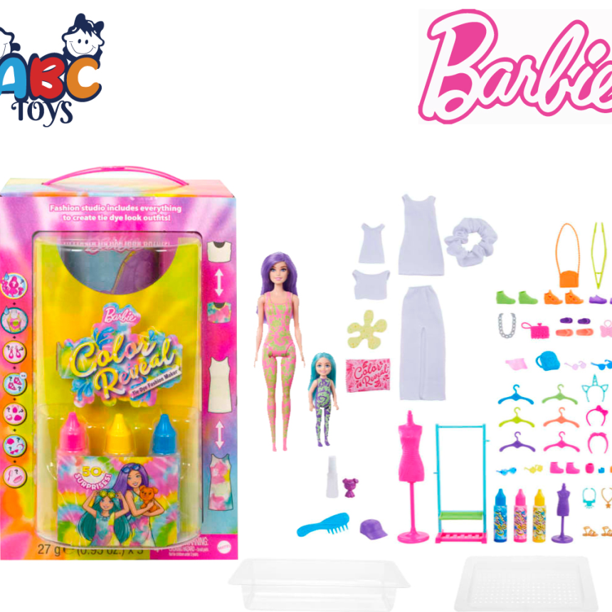 Barbie HCD29 Color Reveal Tie Dye Fashion Maker, Ages 3+