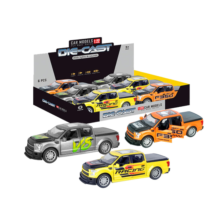 Toybliss Die-Cast 1:22 Pull Back Truck with Lights & Sounds (HCL-803A), Ages 3+