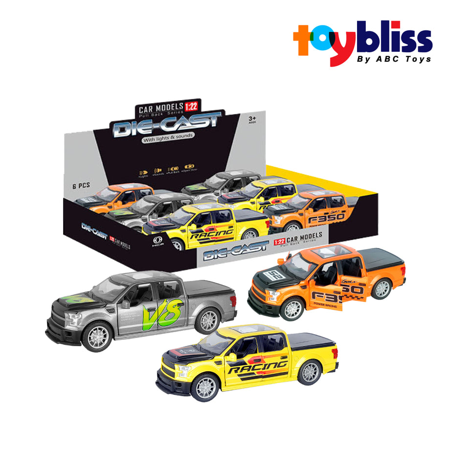 Toybliss Die-Cast 1:22 Pull Back Truck with Lights & Sounds (HCL-803A), Ages 3+