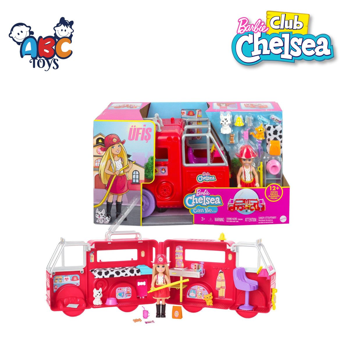 Barbie HCK73 Chelsea Fire Truck Vehicle, Age 3+ (Damage Box)