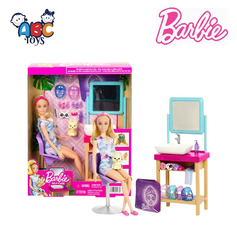 Barbie HCM82 Sparkle Mask Day Spa Playset, Age 3+ (Damage Box)