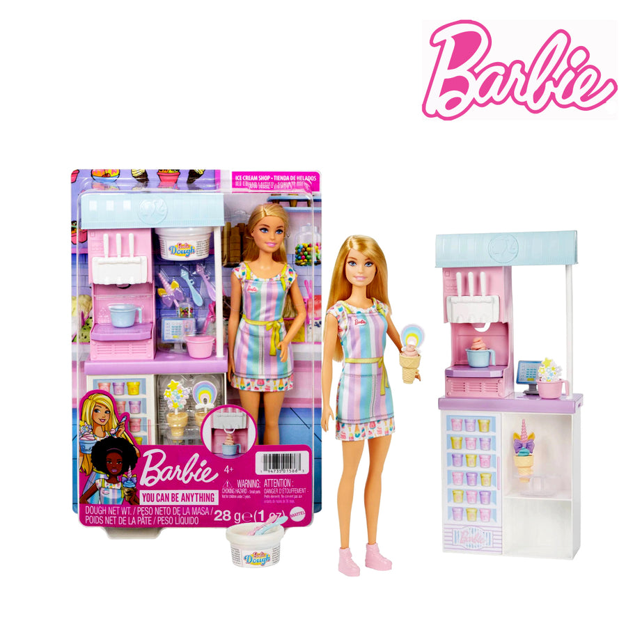 Barbie HCN46 Ice Cream Shop Playset With 12 in Blonde Doll, Ages 3+