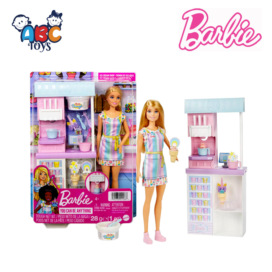 Barbie HCN46 Ice Cream Shop Playset With 12 in Blonde Doll, Ages 3+