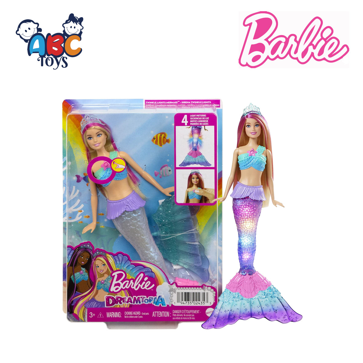 Barbie HDJ36 Dreamtopia Twinkle Lights Mermaid Doll, Ages 3+ (F40) (Damaged Box)